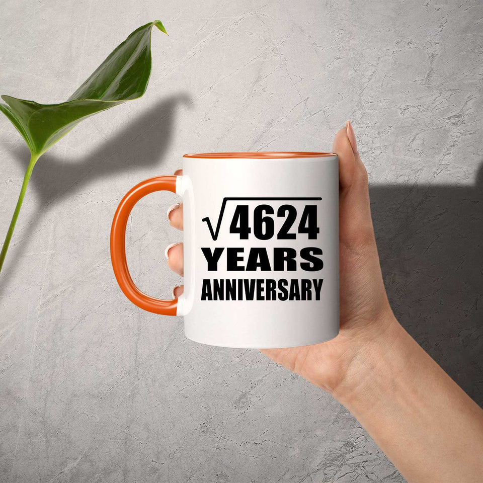 68th Anniversary Square Root of 4624 Years Anniversary - 11oz Accent Mug Orange