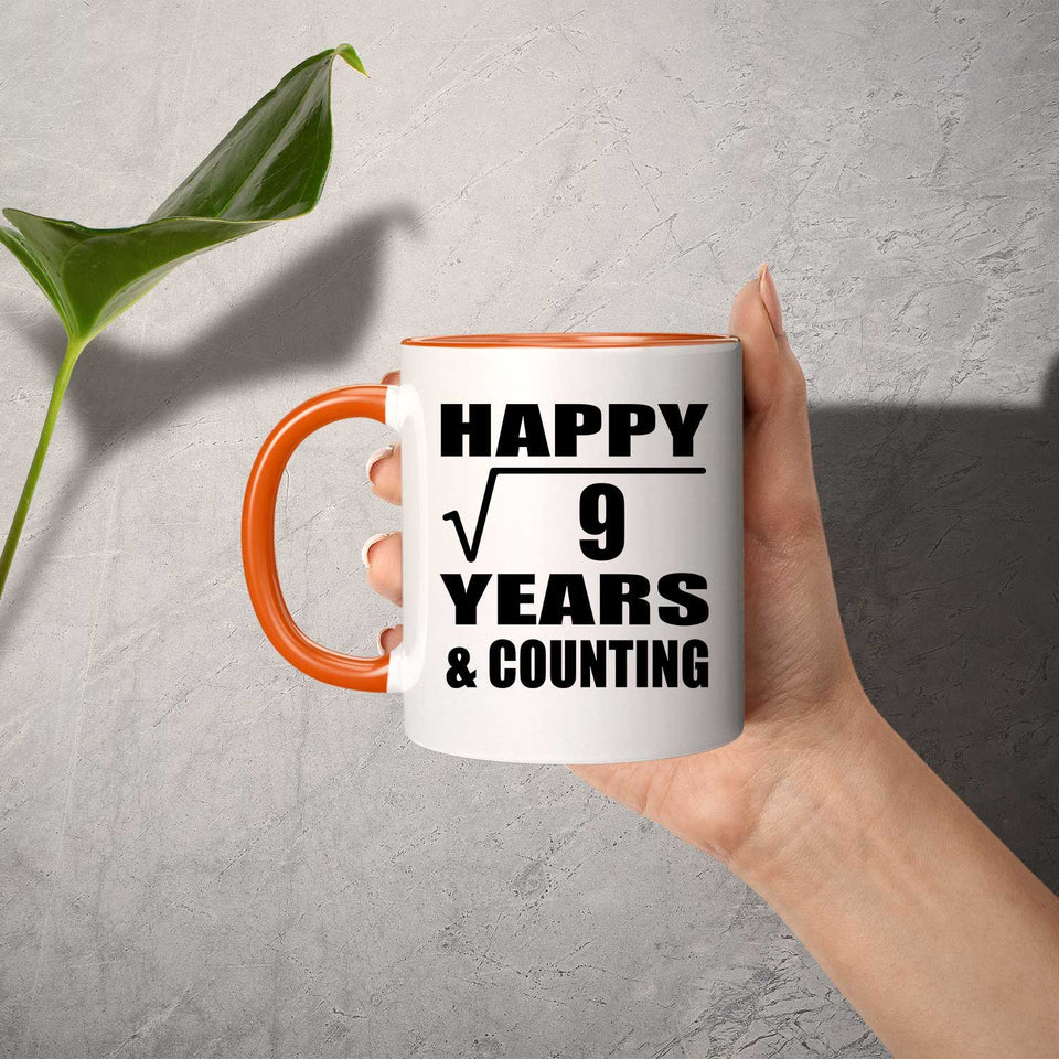 Happy 3rd Anniversary Square Root of 9 Years & Counting - 11oz Accent Mug Orange