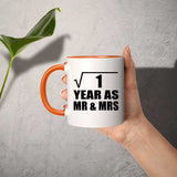 1st Anniversary Square Root of 1 Year As Mr & Mrs - 11oz Accent Mug Orange