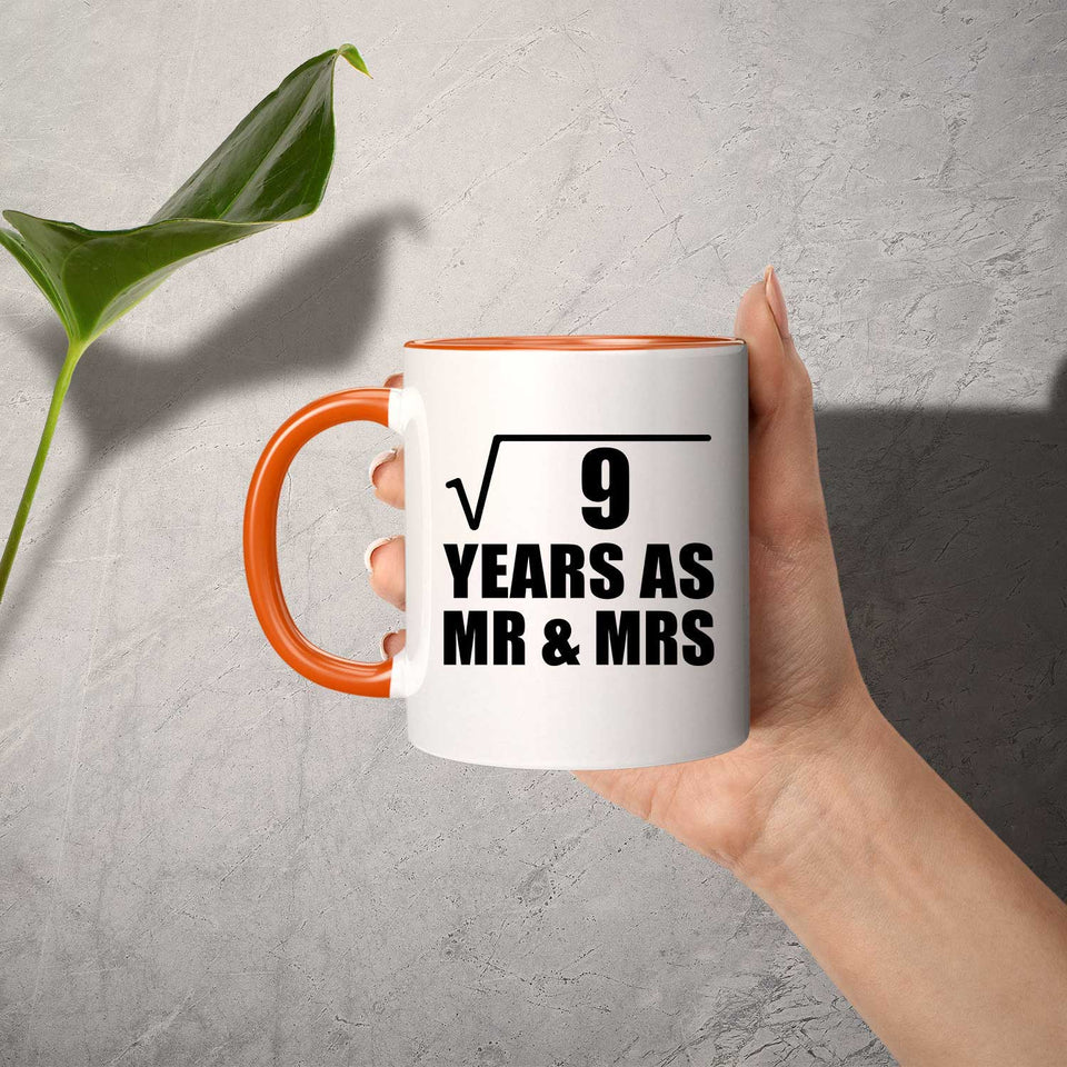 3rd Anniversary Square Root of 9 Years As Mr & Mrs - 11oz Accent Mug Orange
