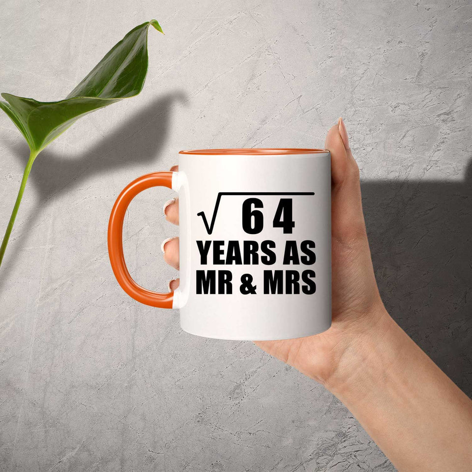 8th Anniversary Square Root of 64 Years As Mr & Mrs - 11oz Accent Mug Orange