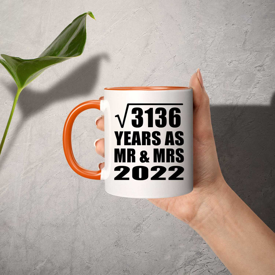 56th Anniversary Square Root of 3136 Years As Mr & Mrs 2022 - 11oz Accent Mug Orange
