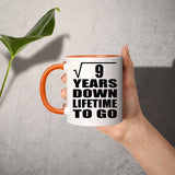 3rd Anniversary Square Root of 9 Years Lifetime To Go - 11oz Accent Mug Orange