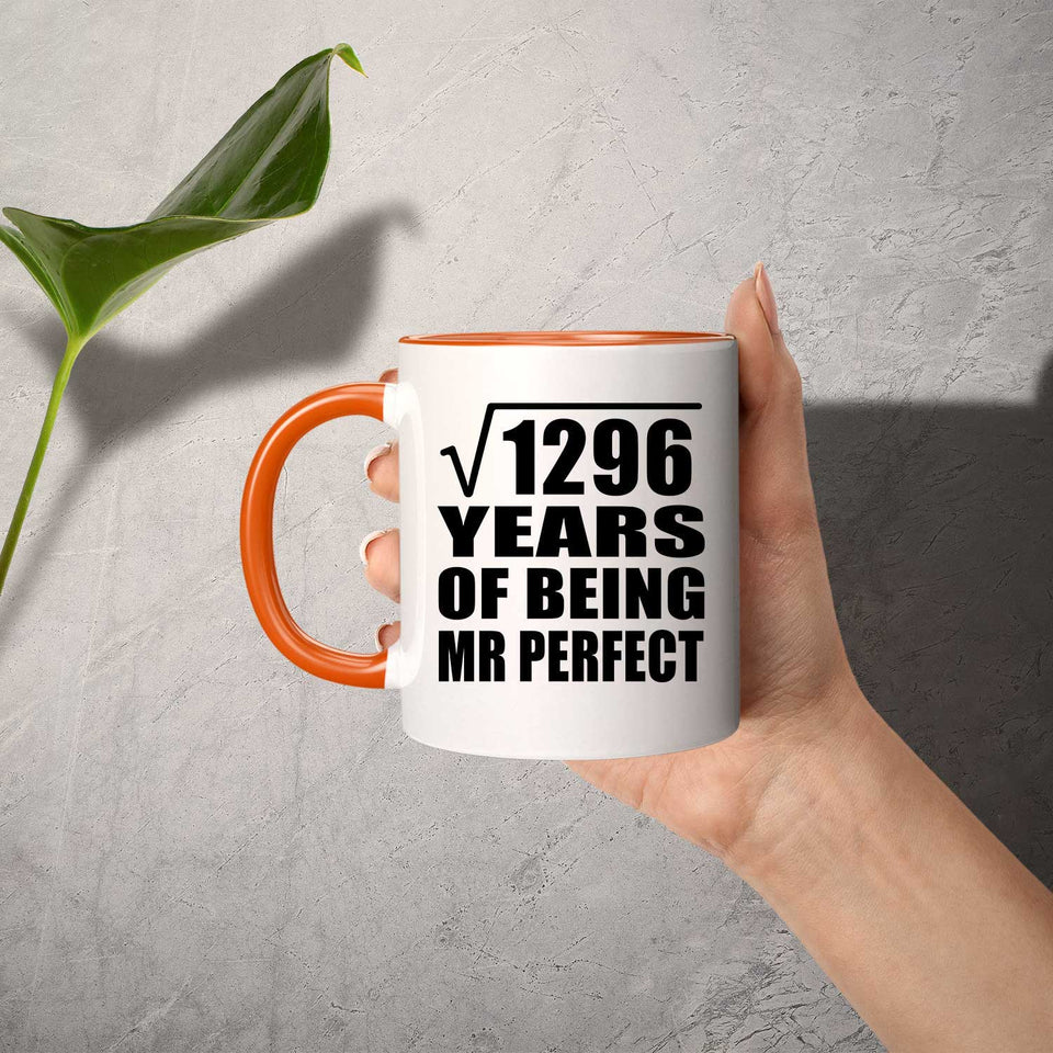 36th Anniversary Square Root of 1296 Years of Mr Perfect - 11oz Accent Mug Orange