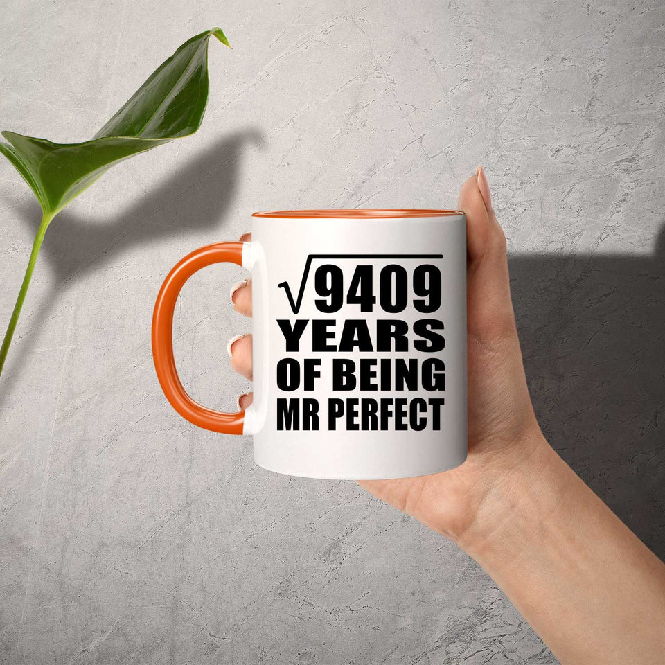 97th Anniversary Square Root of 9409 Years of Mr Perfect - 11oz Accent Mug Orange