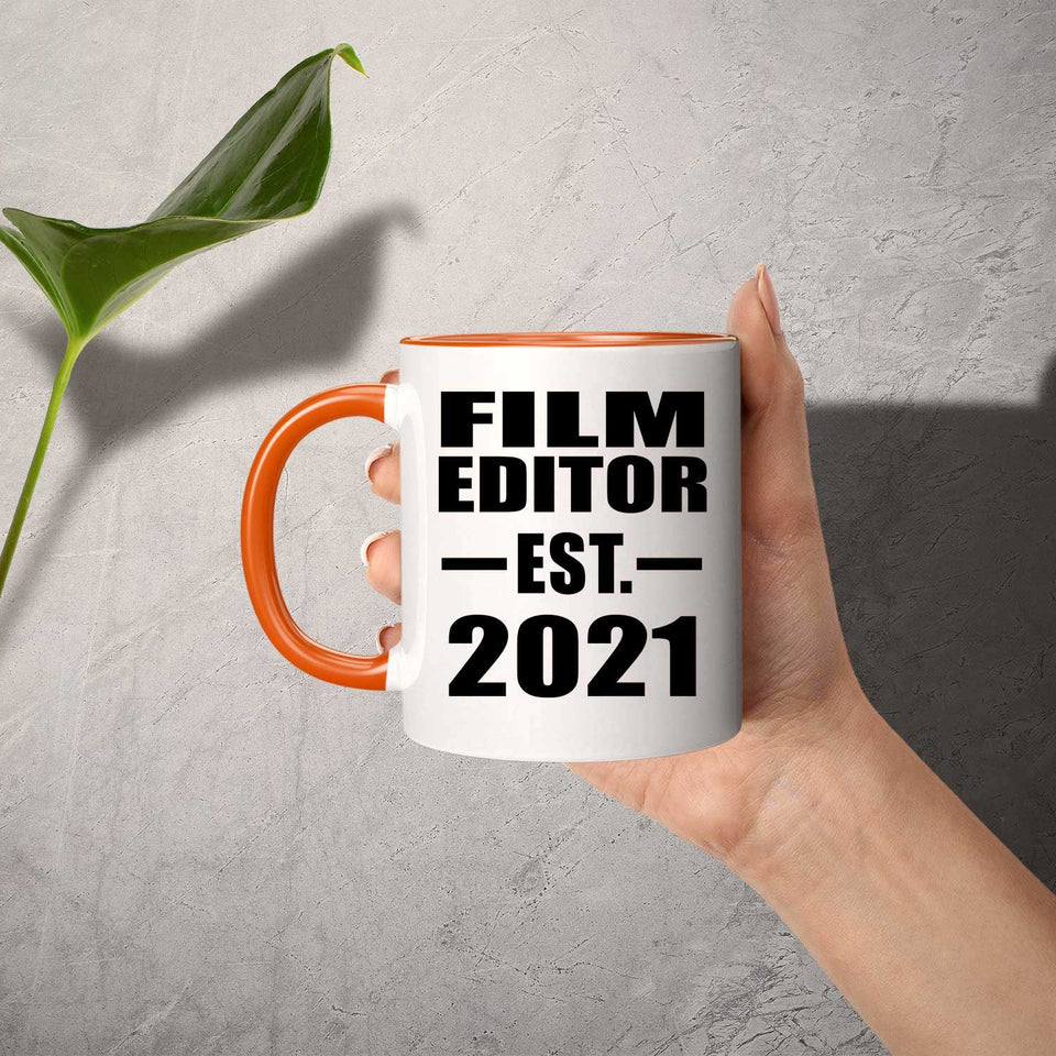 Film Editor Established EST. 2021 - 11oz Accent Mug Orange