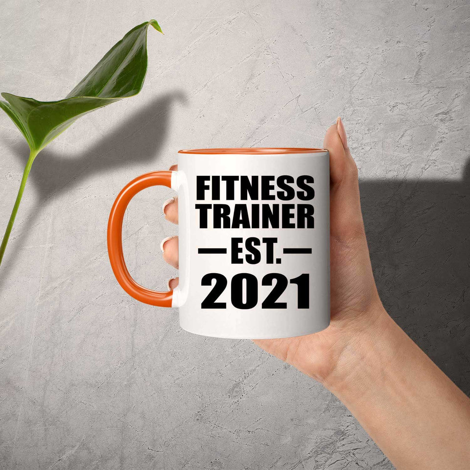 Fitness Trainer Established EST. 2021 - 11oz Accent Mug Orange