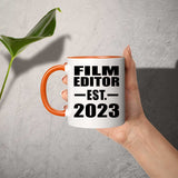 Film Editor Established EST. 2023 - 11oz Accent Mug Orange