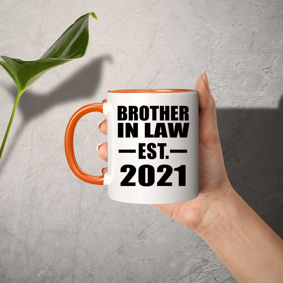 Brother In Law Established EST. 2021 - 11oz Accent Mug Orange
