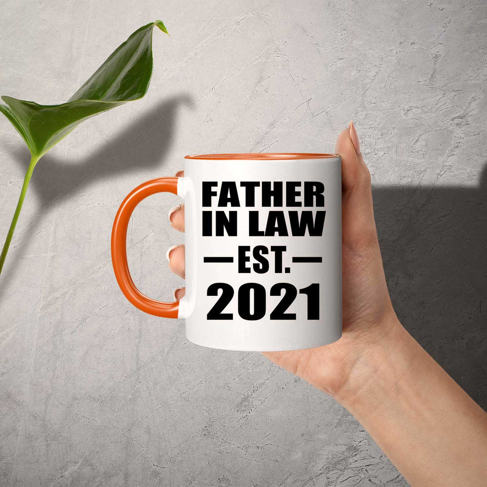 Father In Law Established EST. 2021 - 11oz Accent Mug Orange