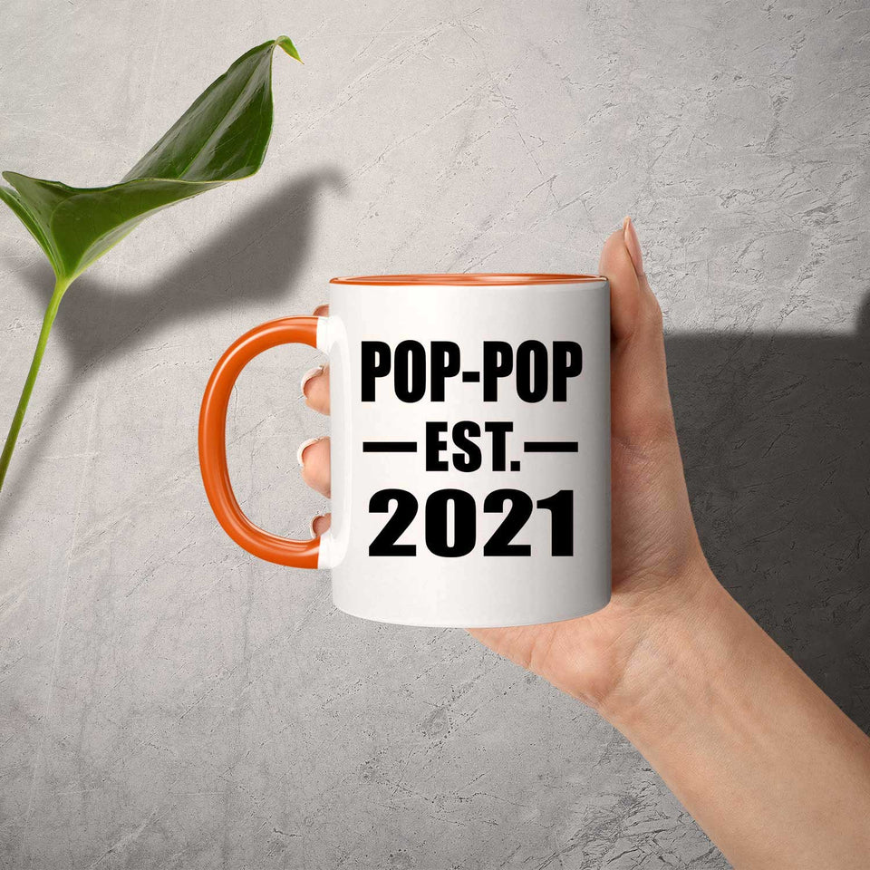 Pop-Pop Established EST. 2021 - 11oz Accent Mug Orange