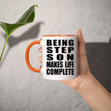 Being Step Son Makes Life Complete - 11oz Accent Mug Orange