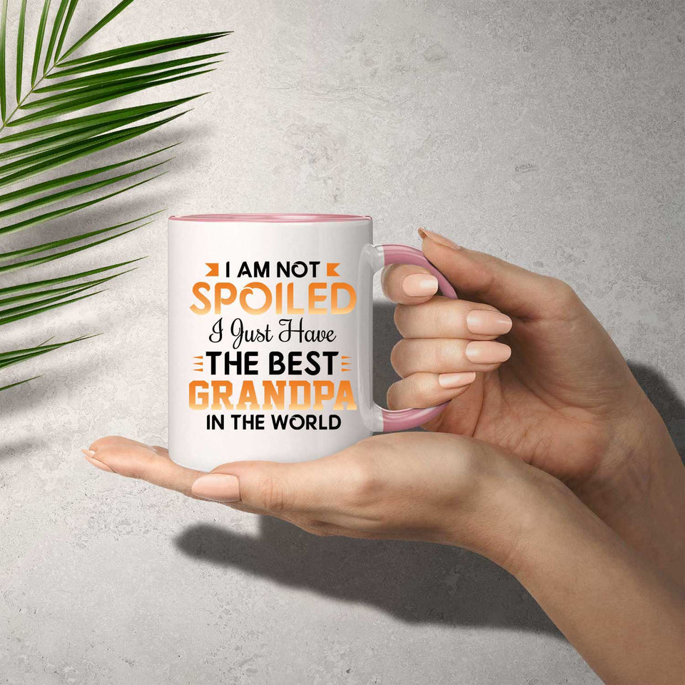 I Am Not Spoiled I Just Have The Best Grandpa In The World - 11oz Accent Mug Pink
