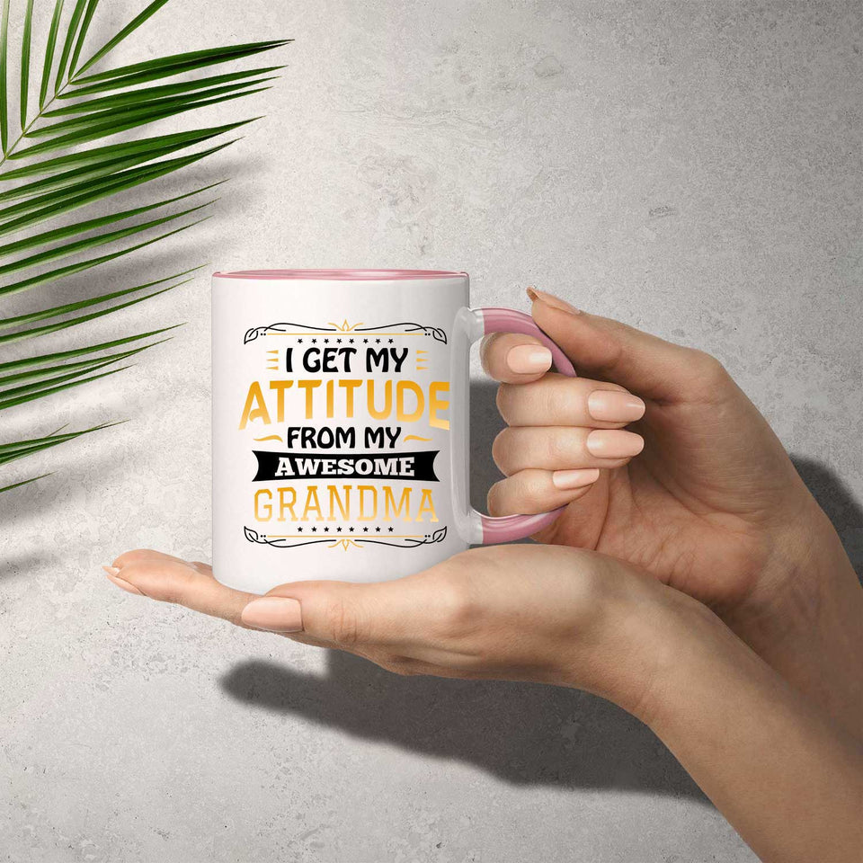 I Get My Attitude From My Awesome Grandma - 11oz Accent Mug Pink