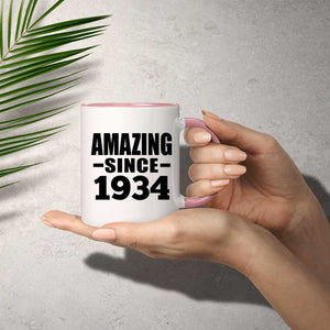 90th Birthday Amazing Since 1934 - 11oz Accent Mug Pink