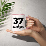 37th Birthday 37 & Fabulous - 11oz Accent Mug Pink