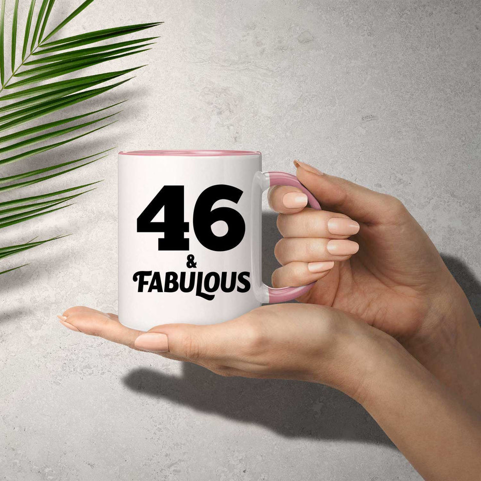 46th Birthday 46 & Fabulous - 11oz Accent Mug Pink