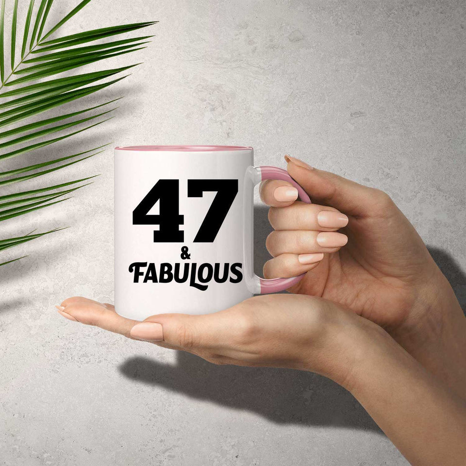 47th Birthday 47 & Fabulous - 11oz Accent Mug Pink
