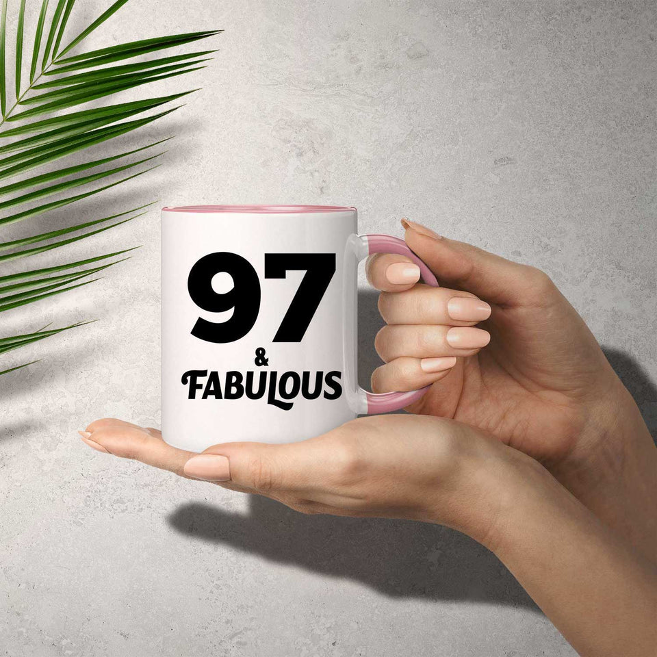 97th Birthday 97 & Fabulous - 11oz Accent Mug Pink