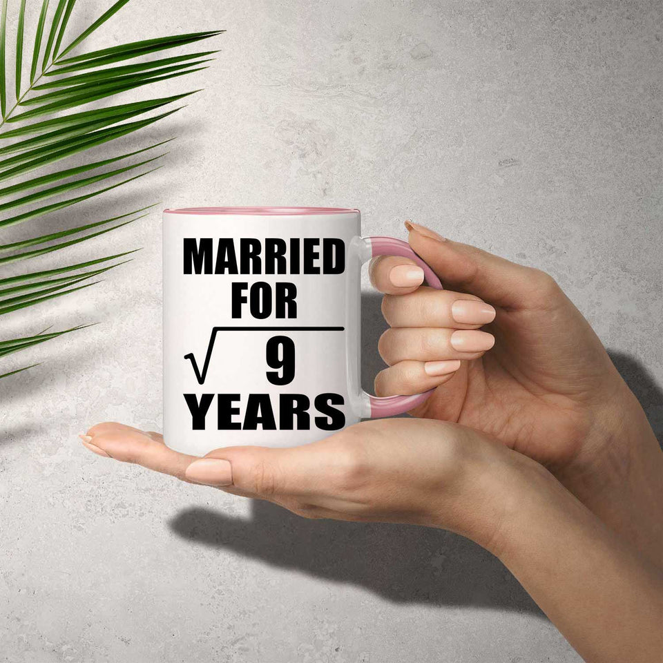3rd Anniversary Married For Square Root of 9 Years - 11oz Accent Mug Pink