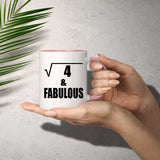 2nd Birthday Square Root of 4 & Fabulous - 11oz Accent Mug Pink