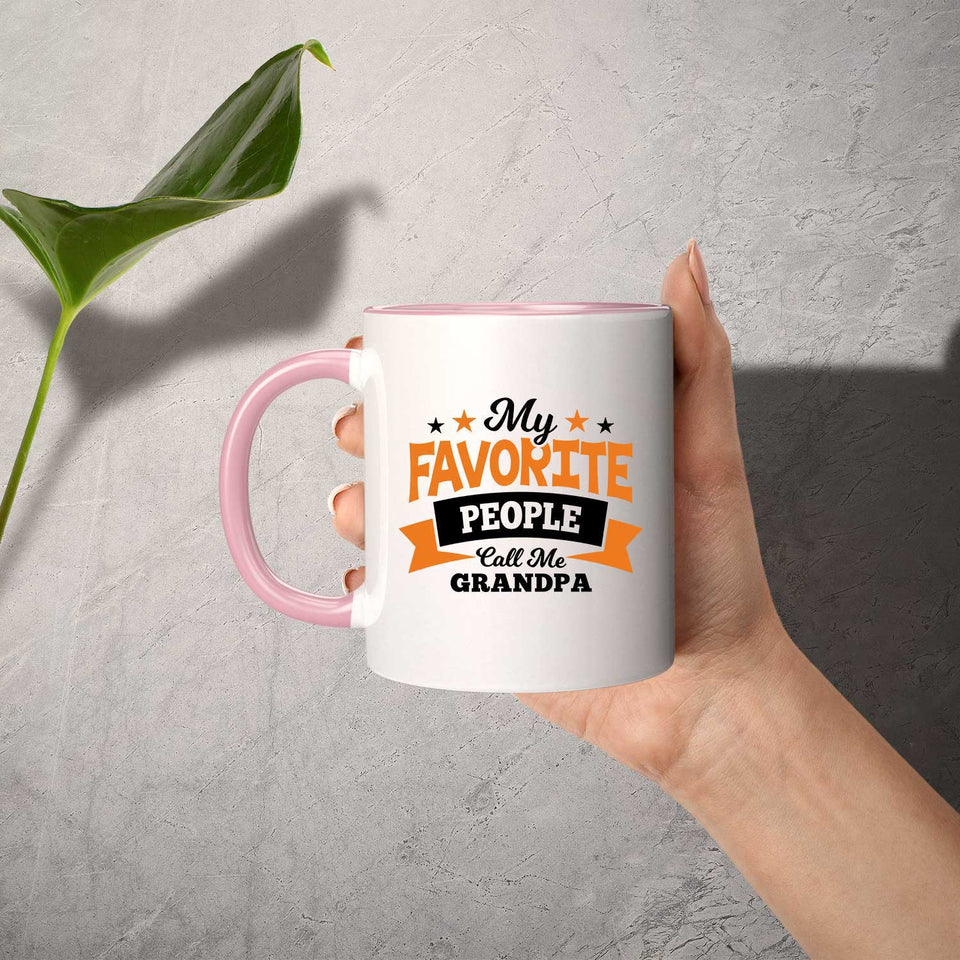 My Favorite People Call Me Grandpa - 11oz Accent Mug Pink