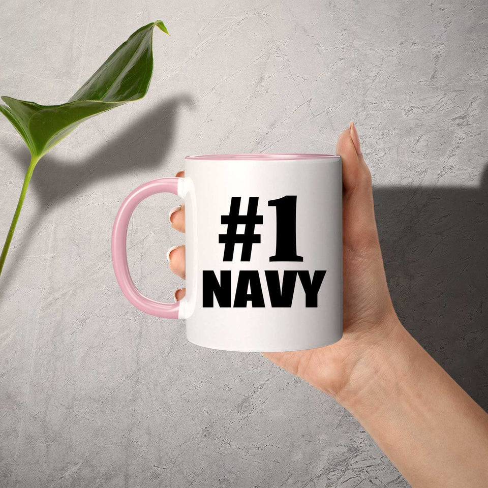 Number One #1 Navy - 11oz Accent Mug Pink