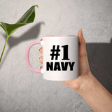 Number One #1 Navy - 11oz Accent Mug Pink