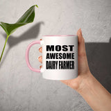 Most Awesome Dairy Farmer - 11oz Accent Mug Pink