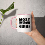 Most Awesome Plumber - 11oz Accent Mug Pink