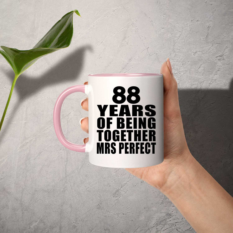 88th Anniversary 88 Years Of Being Mrs Perfect - 11oz Accent Mug Pink