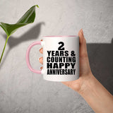 Happy 2nd Anniversary 2 Years & Counting - 11oz Accent Mug Pink