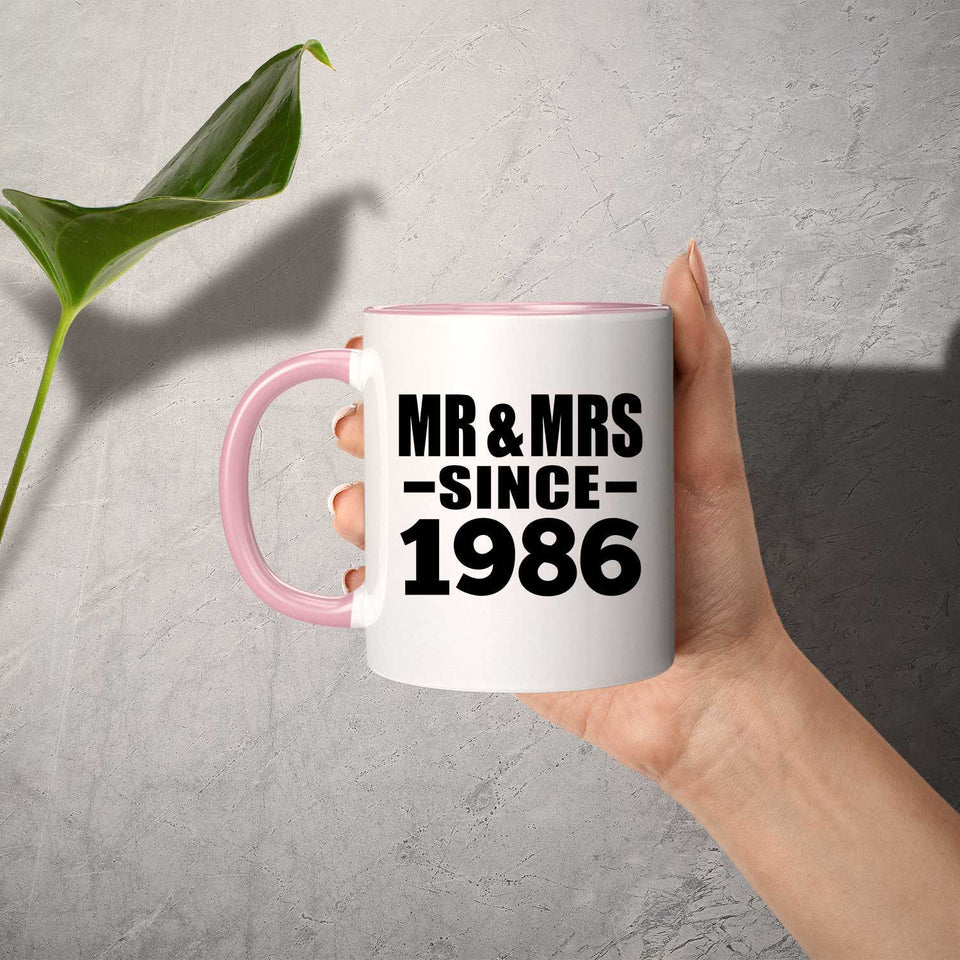38th Anniversary Mr & Mrs Since 1986 - 11oz Accent Mug Pink
