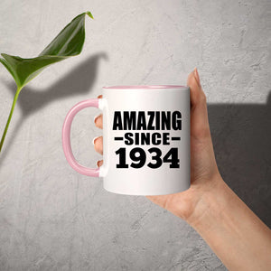 90th Birthday Amazing Since 1934 - 11oz Accent Mug Pink
