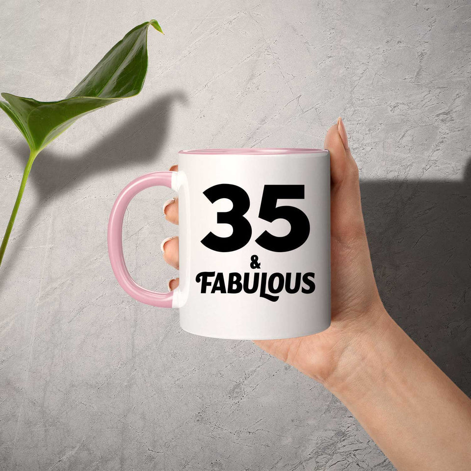 35th Birthday 35 & Fabulous - 11oz Accent Mug Pink