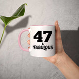 47th Birthday 47 & Fabulous - 11oz Accent Mug Pink