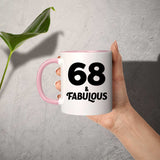 68th Birthday 68 & Fabulous - 11oz Accent Mug Pink