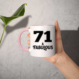 71st Birthday 71 & Fabulous - 11oz Accent Mug Pink