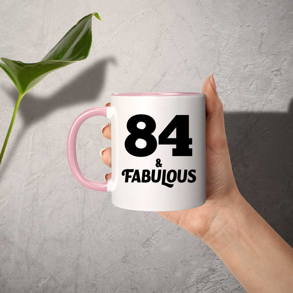 84th Birthday 84 & Fabulous - 11oz Accent Mug Pink