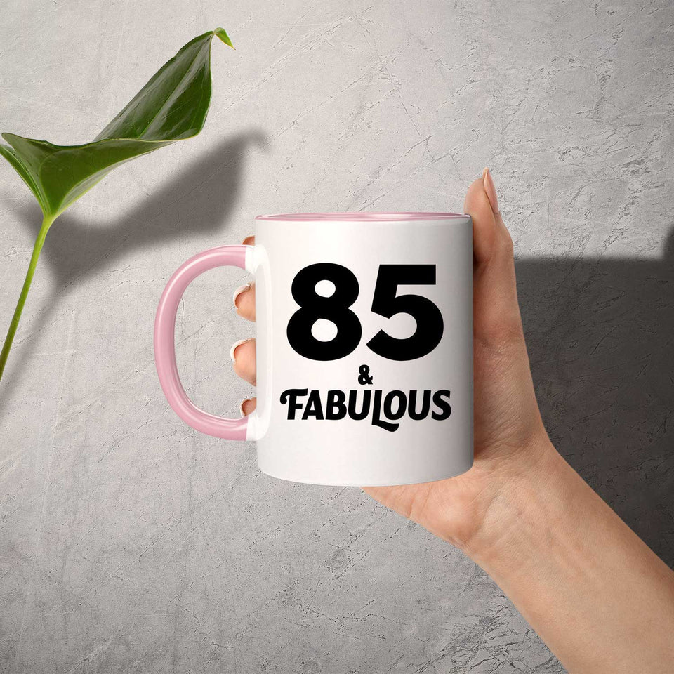 85th Birthday 85 & Fabulous - 11oz Accent Mug Pink