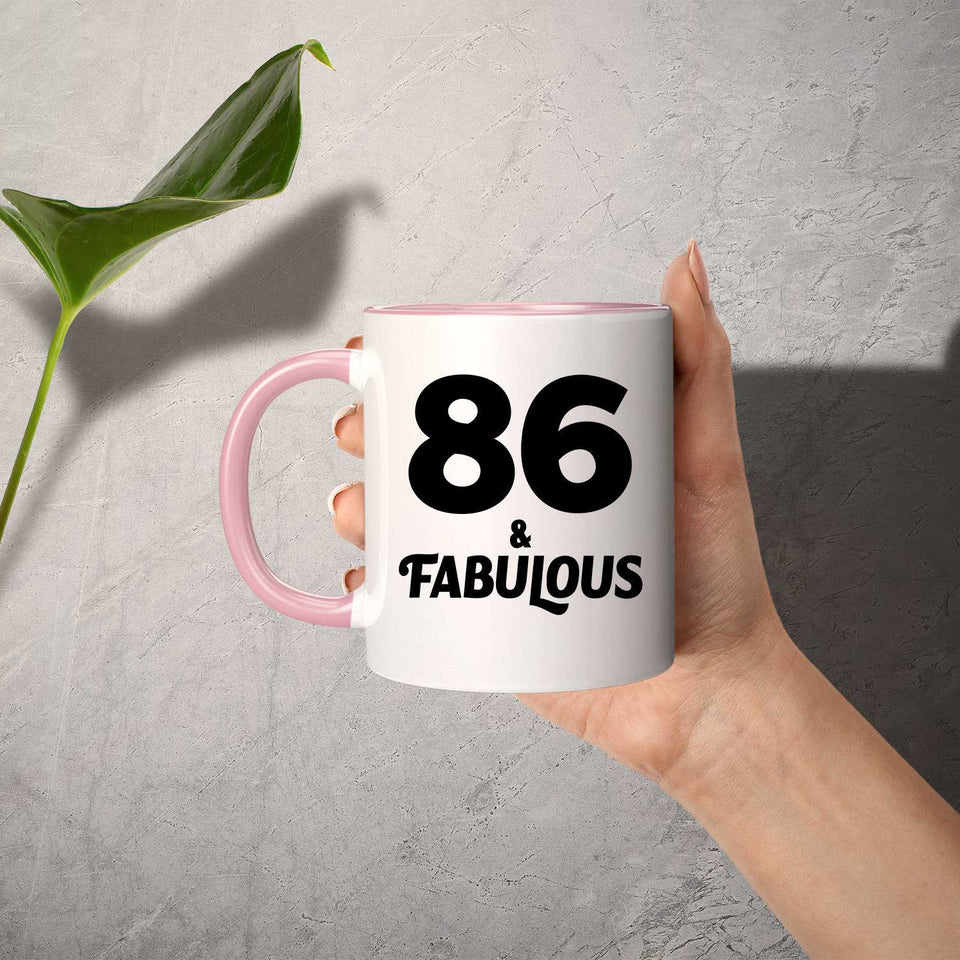 86th Birthday 86 & Fabulous - 11oz Accent Mug Pink
