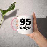 95th Birthday 95 & Fabulous - 11oz Accent Mug Pink