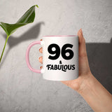 96th Birthday 96 & Fabulous - 11oz Accent Mug Pink