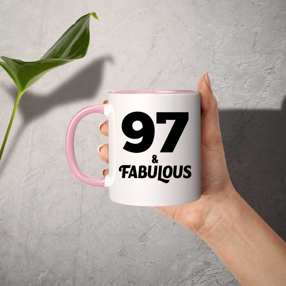 97th Birthday 97 & Fabulous - 11oz Accent Mug Pink