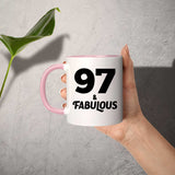 97th Birthday 97 & Fabulous - 11oz Accent Mug Pink