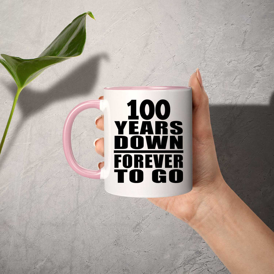 100th Anniversary 100 Years Down Forever to Go - 11oz Accent Mug Pink