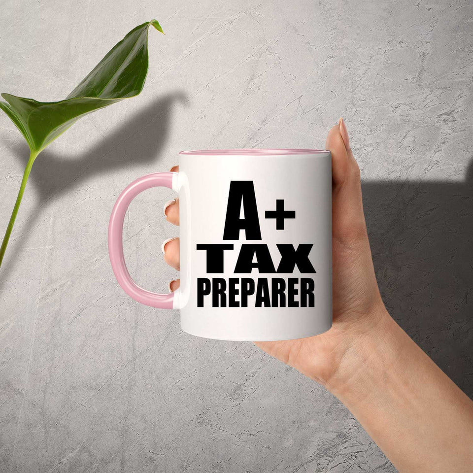 A+ Tax Preparer - 11oz Accent Mug Pink