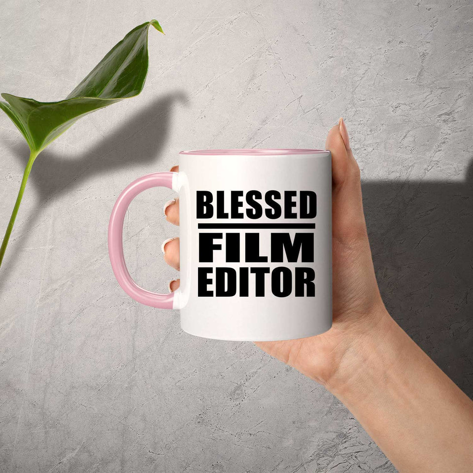 Blessed Film Editor - 11oz Accent Mug Pink