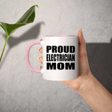 Proud Electrician Mom - 11oz Accent Mug Pink