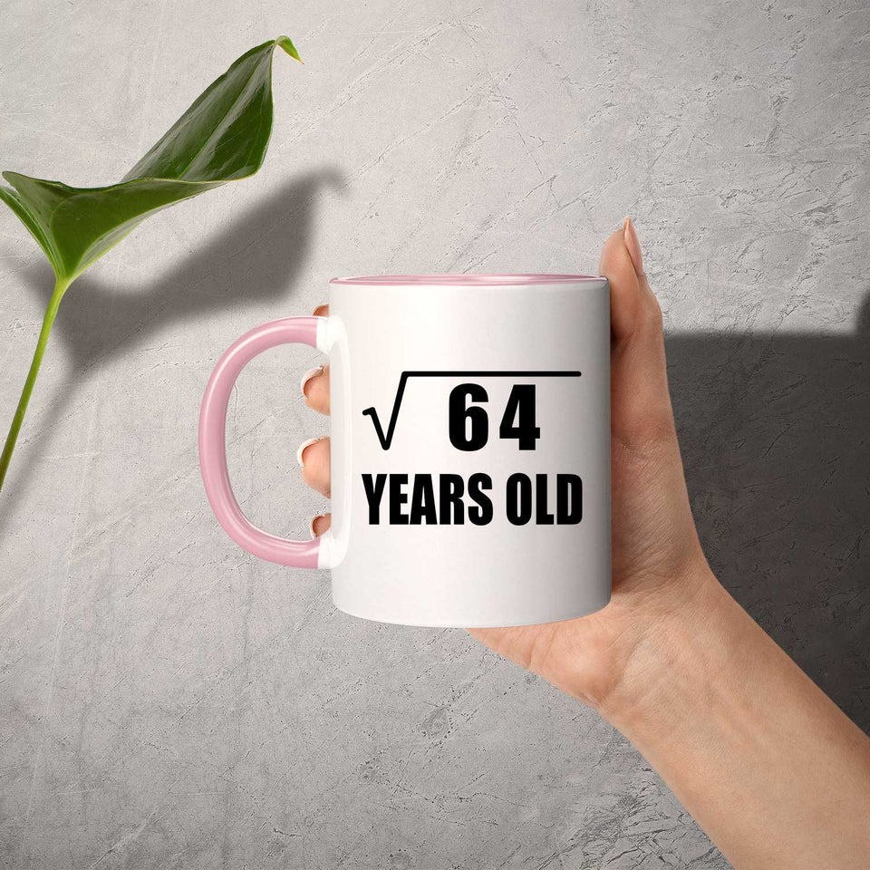 8th Birthday Square Root of 64 Years Old - 11oz Accent Mug Pink